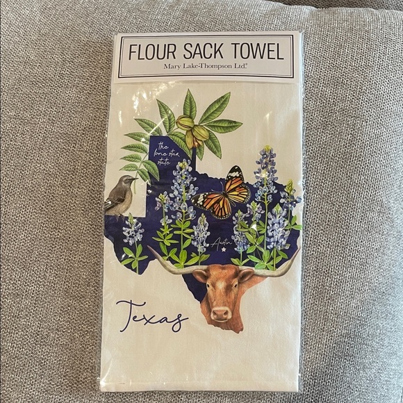 Texas Flour Sack Towel - Blue and Green - Picture 1 of 3